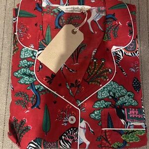 Printfresh pajamas, size large. NWT.  Antelope’s Forest pattern in red.